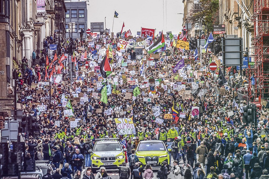 Protestos do grupo Fridays For Future durante a COP26, em Glasgow, na Escócia (Daniel Leal-OlivaS/AFP/Getty Images)