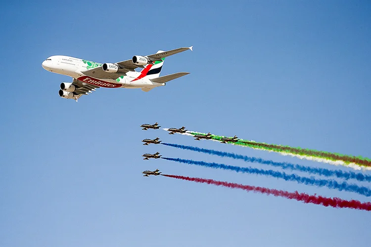 Dubai Airshow reunirá aeronaves comerciais e militares durante cinco dias (Dubai Airshow/Divulgação)