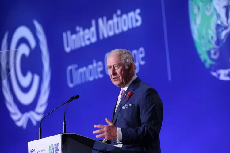 Discurso na COP26: ele pediu aos líderes mundiais que redobrem seus esforços para combater o aquecimento global (Yves Herman - WPA Pool/Getty Images)
