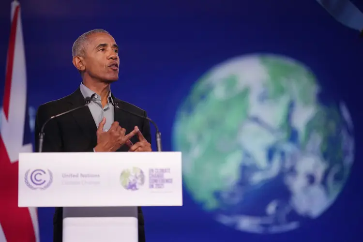 Barack Obama em discurso na COP26 (Christopher Furlong/Getty Images)