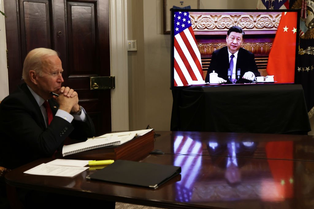 Em reunião virtual, Biden e Xi Jinping conversam sobre Taiwan. Relações entre os países ficam mais tensas após novas declarações (Alex Wong / Equipe/Getty Images)