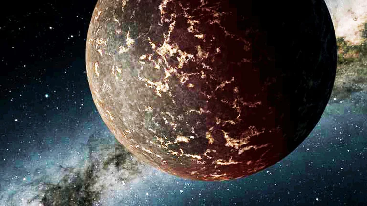 Modelo de computador de exoplaneta conhecido como LHS 3844b. (NASA-JPL/Reuters)