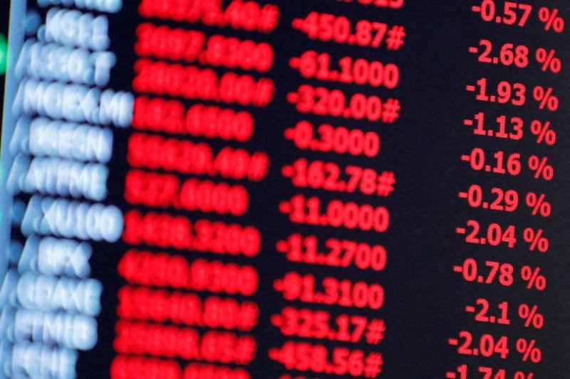 Painel de cotações em NY: medo de recessão traz volatilidade aos mercados (Andrew Kelly/Reuters)