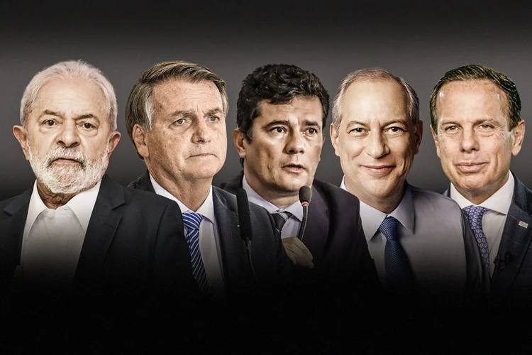 Lula, Bolsonaro, Moro, Ciro e Doria: as principais opções dos eleitores em 2022 (Montagem/Exame)