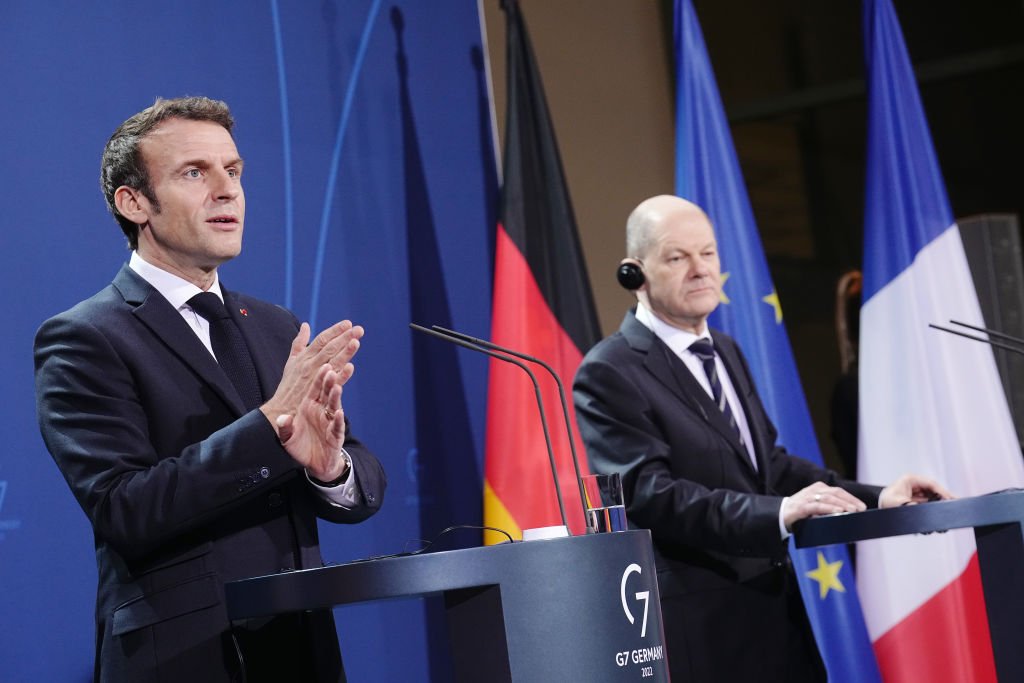 Macron, da França, e Scholz, da Alemanha, após reunião nesta terça-feira, 25: europeus liderarão rodada de negociações com a Rússia nesta semana (Kay Nietfeld - Pool/Getty Images)