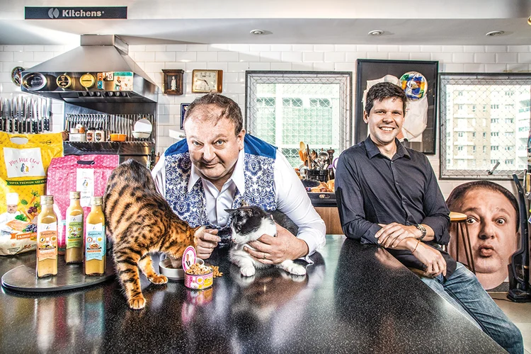 Chef Érick Jacquin e Hugo Leça, da Mon Petit Chéri: sabores especiais para pets premium (Leandro Fonseca/Exame)