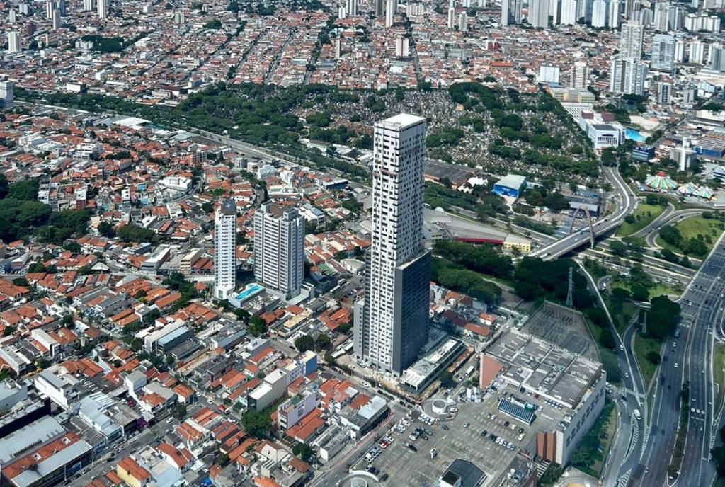 Vista aérea de parte do futuro Eixo Platina, que pretende ser a 'Berrini' da zona leste de São Paulo | Imagem: Porte/Divulgação (Porte Engenharia/Divulgação)