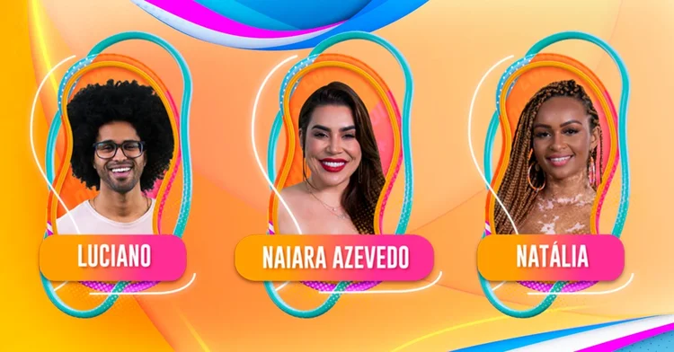 Luciano, Naiara Azevedo e Natália estream o primeiro paredão da 22a. edição do Big Brother Brasil (Gshow/Reprodução)