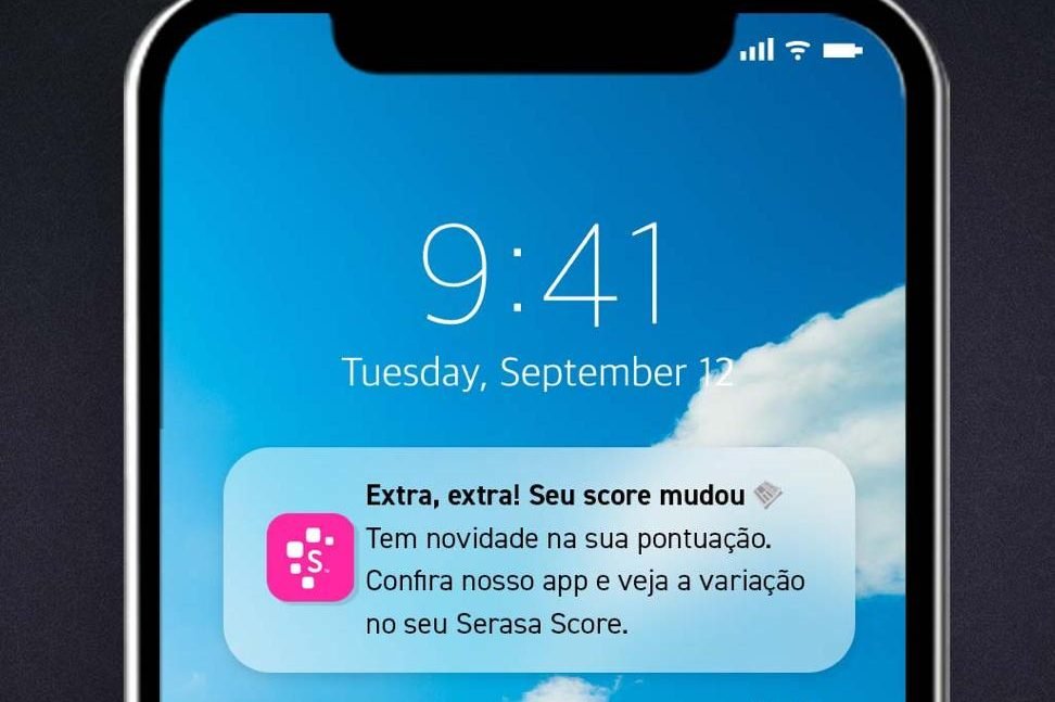 Notificação no smartphone vai alertar sobre alterações em score de crédito | Foto: Serasa/Divulgação (Serasa/Divulgação)