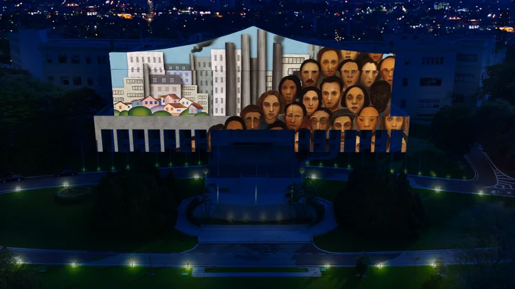 Obras de Tarsila do Amaral projetadas no Palácio dos Bandeirantes, sede do governo de São Paulo (Divulgação/Divulgação)