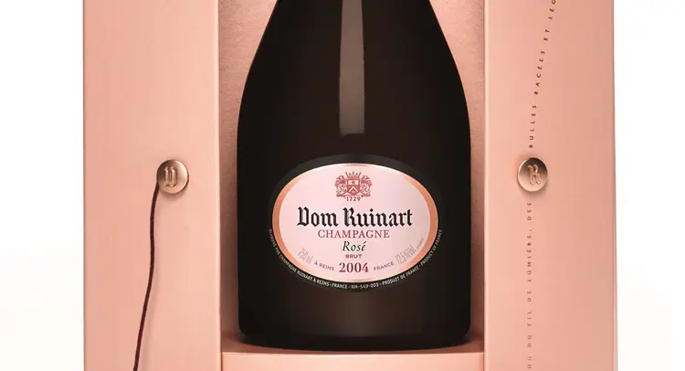 Dom Ruinart Rosé 2004: champagne feito com  Blanc de Blancs e Pinot Noir. (Divulgação/Divulgação)