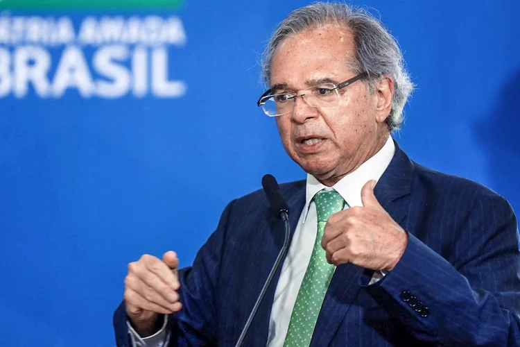 Guedes: o ministro relacionou planos de privatização do governo, mas quando questionado sobre a Petrobras em uma coletiva de imprensa ele disse: "Não está na mesa" (Adriano Machado/Reuters)