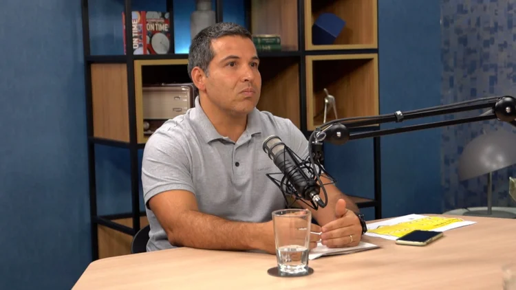 Tulio Oliveira, durante gravação do talk show EXAME IN, no estúdio da EXAME (Exame/Reprodução)