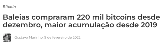 Baleias compraram 220 mil Bitcoins