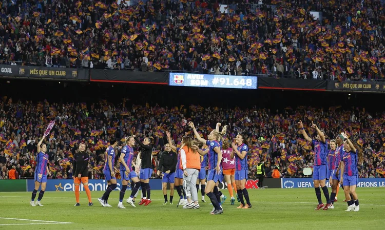 Futebol feminino: esta é a segunda vez na temporada que a equipe espanhola bate este recorde (Agência Brasil/Reuters)