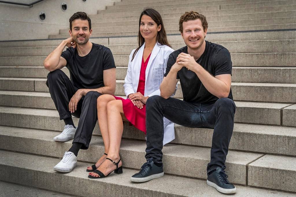 Anton Kononov, Sarah Bechstein e Florian Semler, fundadores da Formel Skin: startup quer utilizar o Brasil para ingressar em outros mercados latinos (Formel Skin/Divulgação)