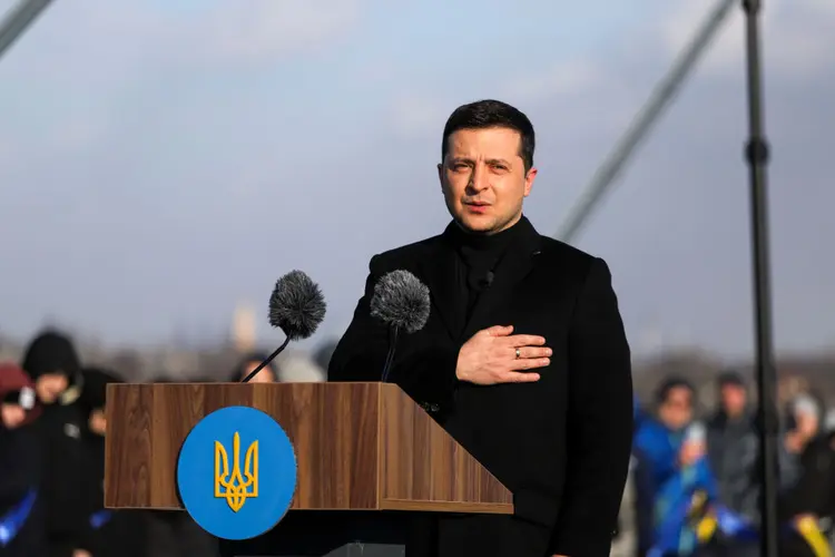 Manifestações: Os manifestantes receberam o apoio do presidente ucraniano, Volodymyr Zelensky (Dmytro Smolyenko/ Ukrinform/Future Publishing via/Getty Images)