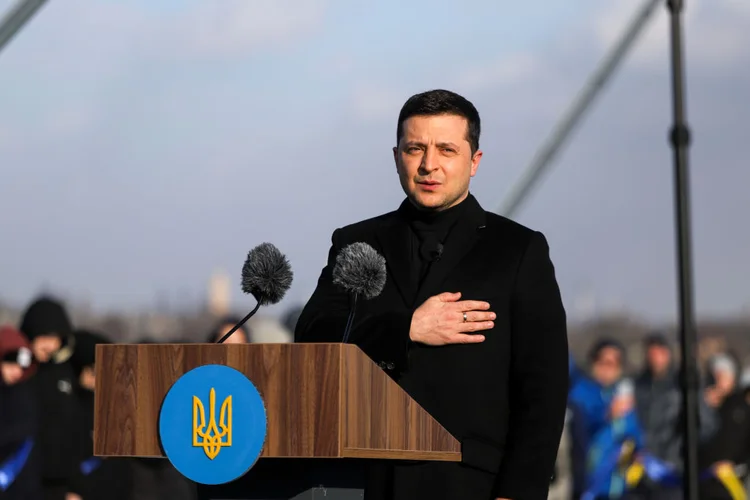 Volodymyr Zelensky: presidente agradeceu aos três países "por seu apoio pertinente" (Dmytro Smolyenko/ Ukrinform/Future Publishing via/Getty Images)