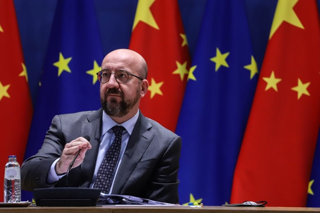 Charles Michel, presidente do Conselho Europeu, antes de reunião por videoconferência com líderes chineses: UE afirma que momento é "definidor" para relações globais (Valeria Mongelli/Bloomberg/Getty Images)