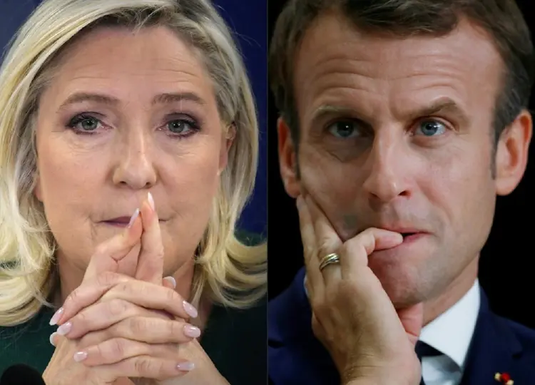 Marine Le Pen e Emmanuel Macron, candidatos à presidência da França. (AFP/AFP)
