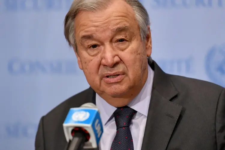 Secretário-geral da ONU, Antonio Guterres: mandatário encontrará Putin em solo russo.  (AFP/AFP)