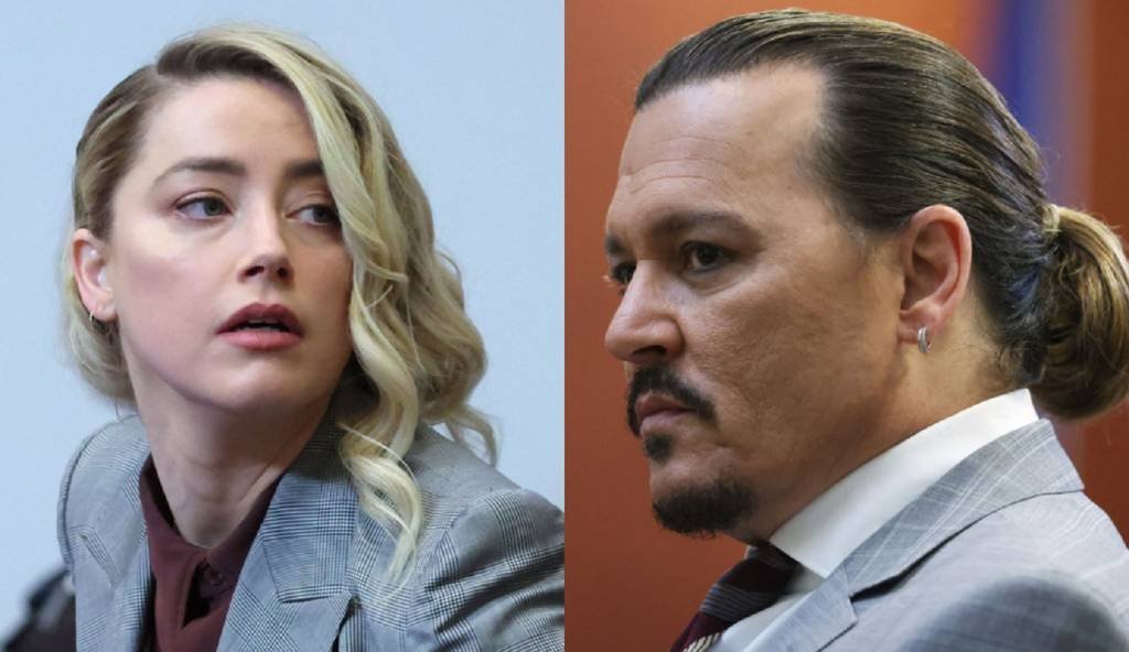 Johnny Depp x Amber Heard: o grupo de sete pessoas responsável pelo veredito do julgamento não tem atividades programadas hoje por ser o dia do Memorial nos EUA (Michael REYNOLDS / POOL / AFP / montagem/Getty Images)