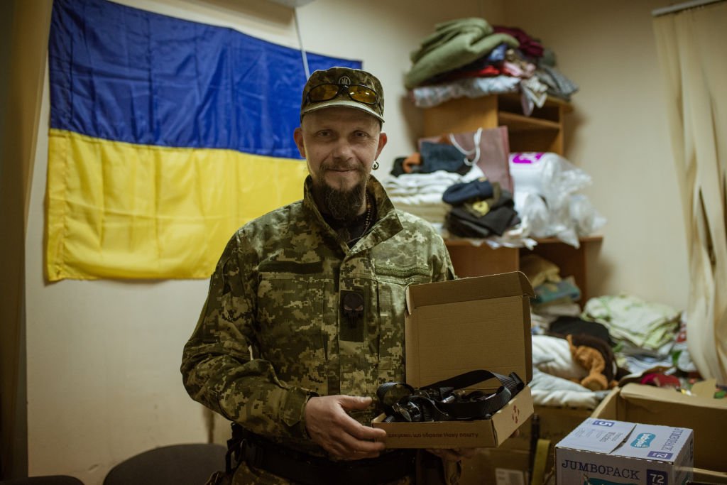 Azov batallion in Zaporizhzhia Yurii Makarenko, de 46 anos, membro do Batalhão Azov
