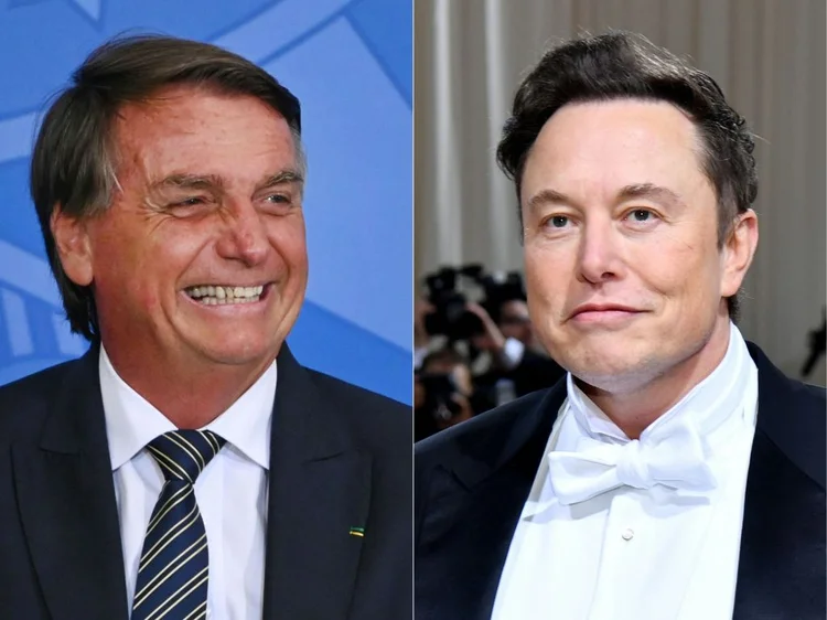 O Presidente Jair Bolsonaro e o bilionário Elon Musk se encontraram nesta sexta-feira, 20 (EVARISTO SA,ANGELA WEISS/AFP/Getty Images)