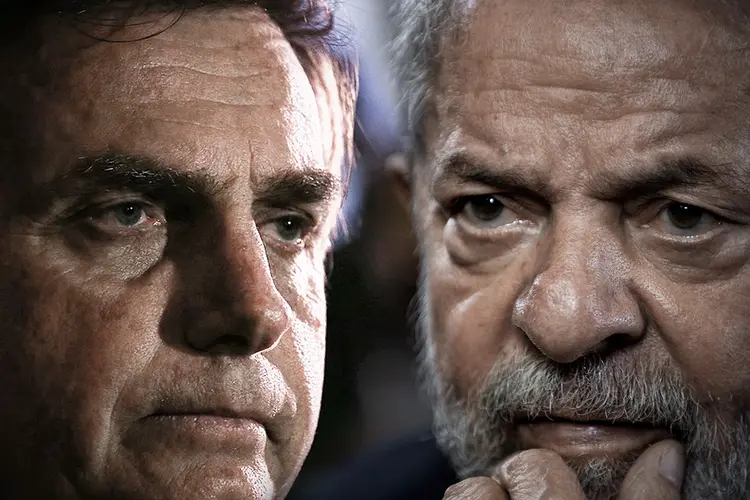 Bolsonaro e Lula: distância das intenções de voto entre os dois diminuiu nos últimos meses. (Miguel Schincariol/Nelson Almeida/AFP/Getty Images)