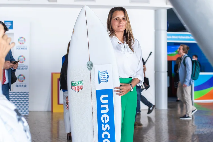 Maya Gabeira na Conferência dos Oceanos, em Lisboa (Leandro Fonseca/Exame)