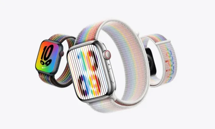 “Watch Pride”: anualmente a Apple lança um conjunto de pulseiras comemorativas para o mês de junho (Foto/Reprodução)