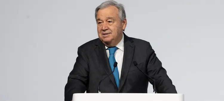 António Guterres faz discurso na abertura da Conferência dos Oceanos da ONU, em Lisboa (UN Photo/Eskinder Debebe/Reprodução)