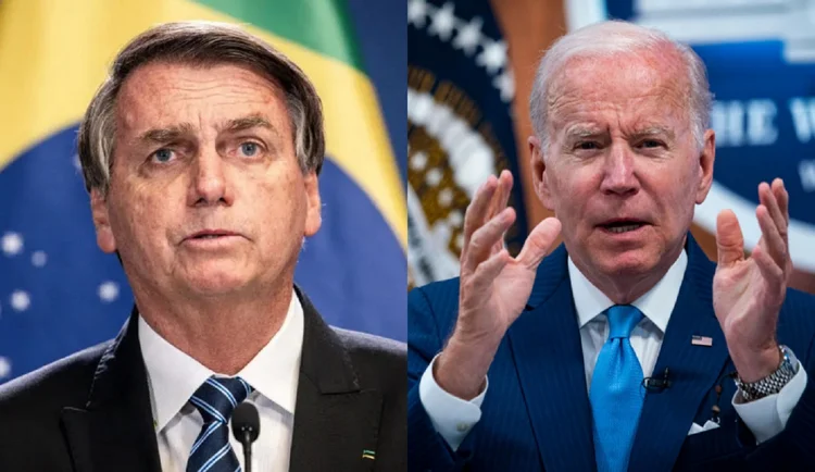 Bolsonaro e Biden: primeiro encontro na gestão Biden entre as duas maiores economias da América Latina (Montagem Exame - Akos Stiller/Bloomberg e Al Drago/Bloomberg/Getty Images)