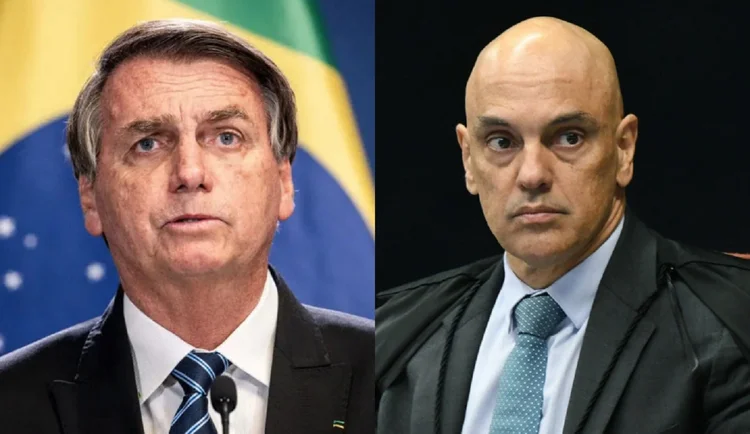 Bolsonaro e Moraes: Na semana passada, ao criticar Moraes - que é relator do inquérito das fake news -, Bolsonaro já havia mencionado a existência desse acordo, sem dizer do que se tratava (Akos Stiller/Bloomberg Carlos Moura/SCO/STF/Bloomberg)