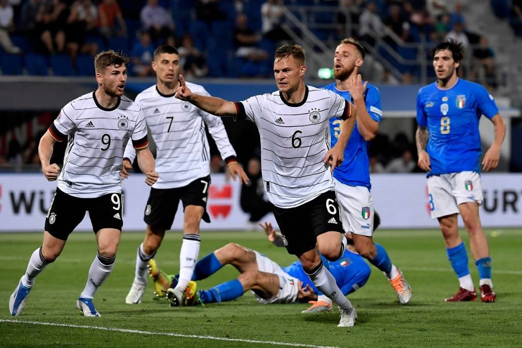 Alemanha e Itália: A quarta rodada é a última na atual data Fifa. Os próximos confrontos serão disputados em setembro (Andrea Staccioli/Insidefoto/LightRocket/Getty Images)