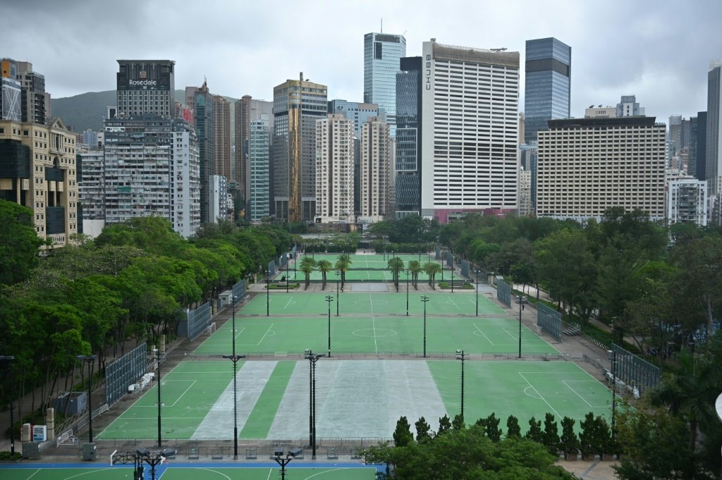 O Parque Victoria, em Causeway Bay, Hong Kong, fechado. (AFP/AFP)