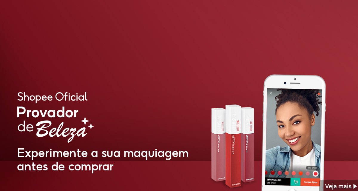 Experimente batom da Maybelline virtualmente antes de comprar na Shopee