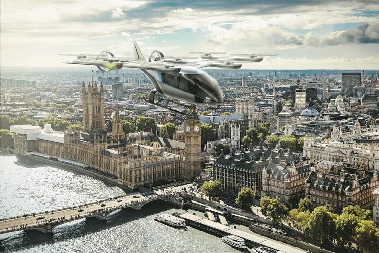 Carro voador: Embraer diz que veículo deverá estar disponível no mercado a partir de 2026 (Eve/divulgação/Divulgação)