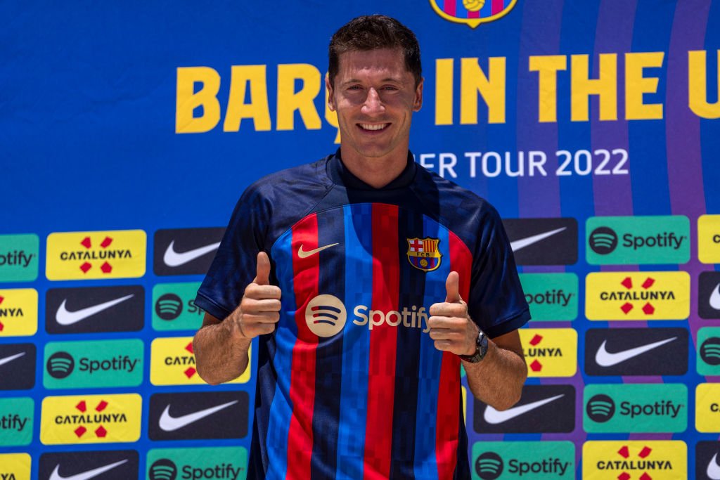Robert Lewandowski: atleta foi apresentado como jogador oficial do Barcelona na última quarta-feira (Eric Espada / Correspondente/Getty Images)