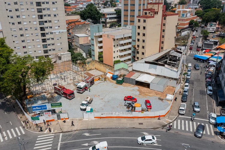 Obra da linha 6-laranja do metrô de São Paulo onde foram encontrados vestígios do quilombo Saracura (Linha Uni/Divulgação)