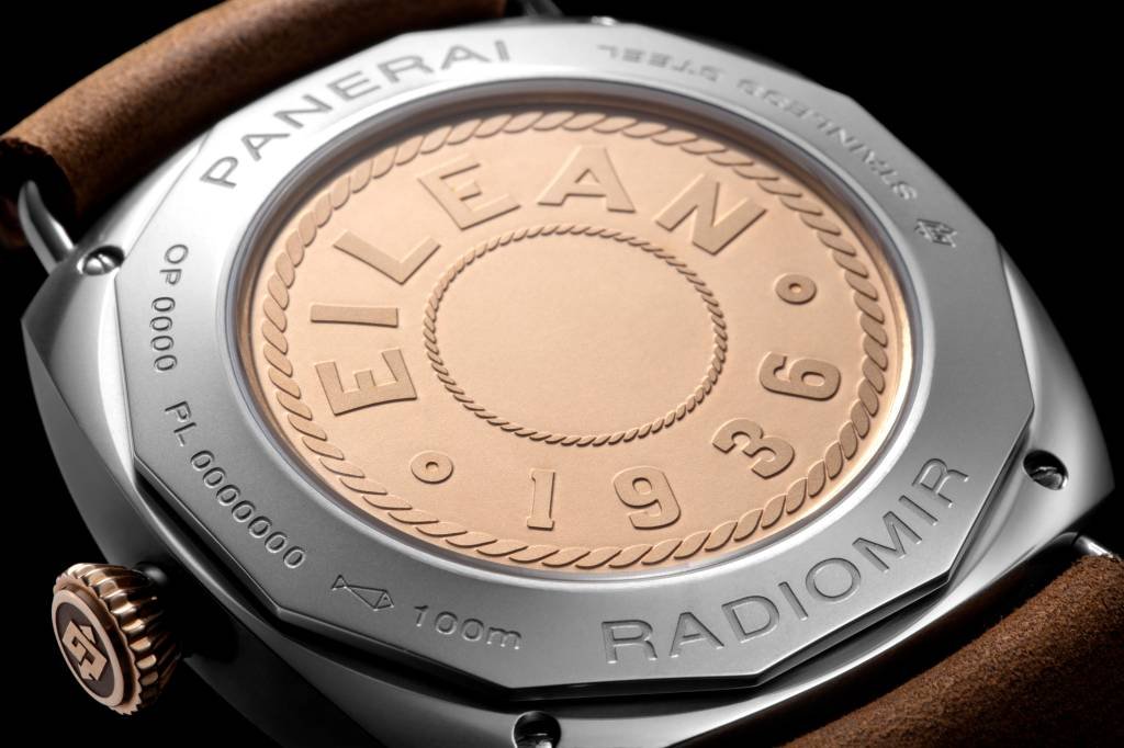 Radiomir Eilean Experience Edition, um relógio de 45 mm com o formato clássico do Radiomir da década de 1930 e detalhes em bronze recuperados do histórico iate Eilean. (Panerai/Divulgação)