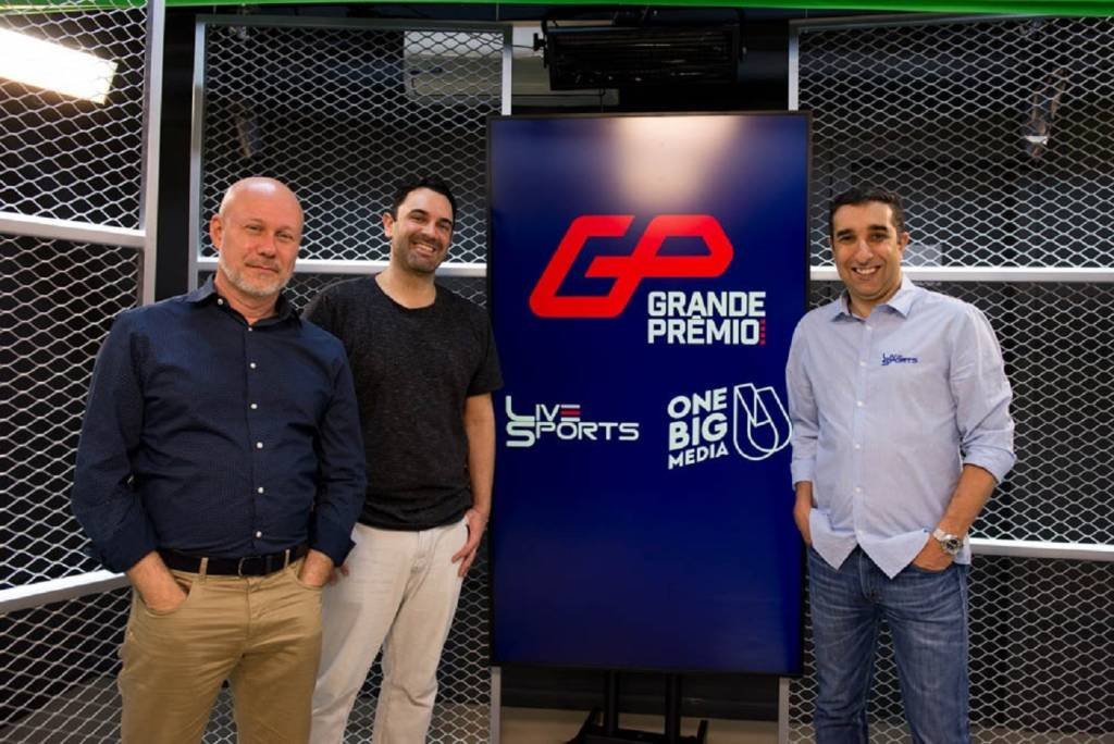 Leo Soltz, CEO da One Big Media, Victor Martins, CEO do GP, e Fábio Seixas, diretor de Conteúdo da LiveSports (Monica Andrade/Divulgação)