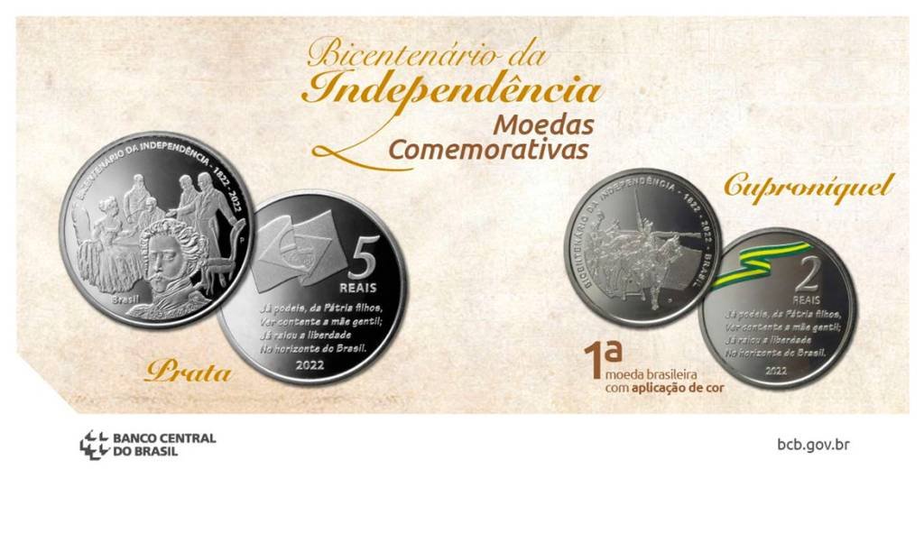 BC lança moeda colorida para celebrar 200 anos da Independência