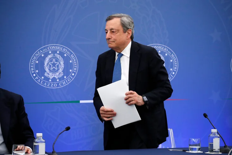 Draghi: ex-presidente do Banco Central Europeu, o premiê italiano ofereceu sua renúncia, mas segue no cargo por ora (Massimo Di Vita/Archivio Massimo Di Vita/Mondadori Portfolio/Getty Images)