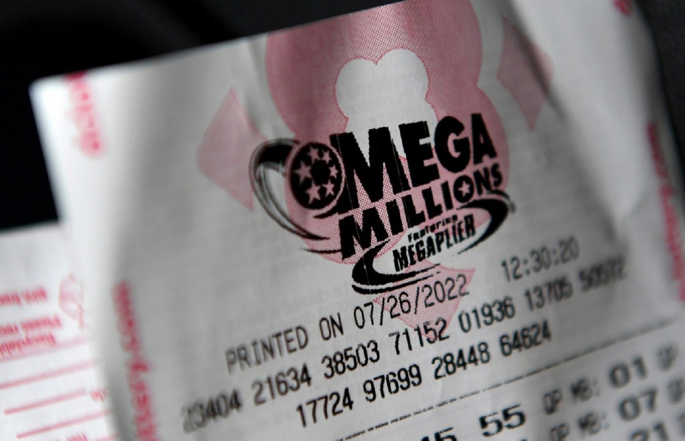 Um bilhete de loteria Mega Millions em Washington, em 26 de julho de 2022

