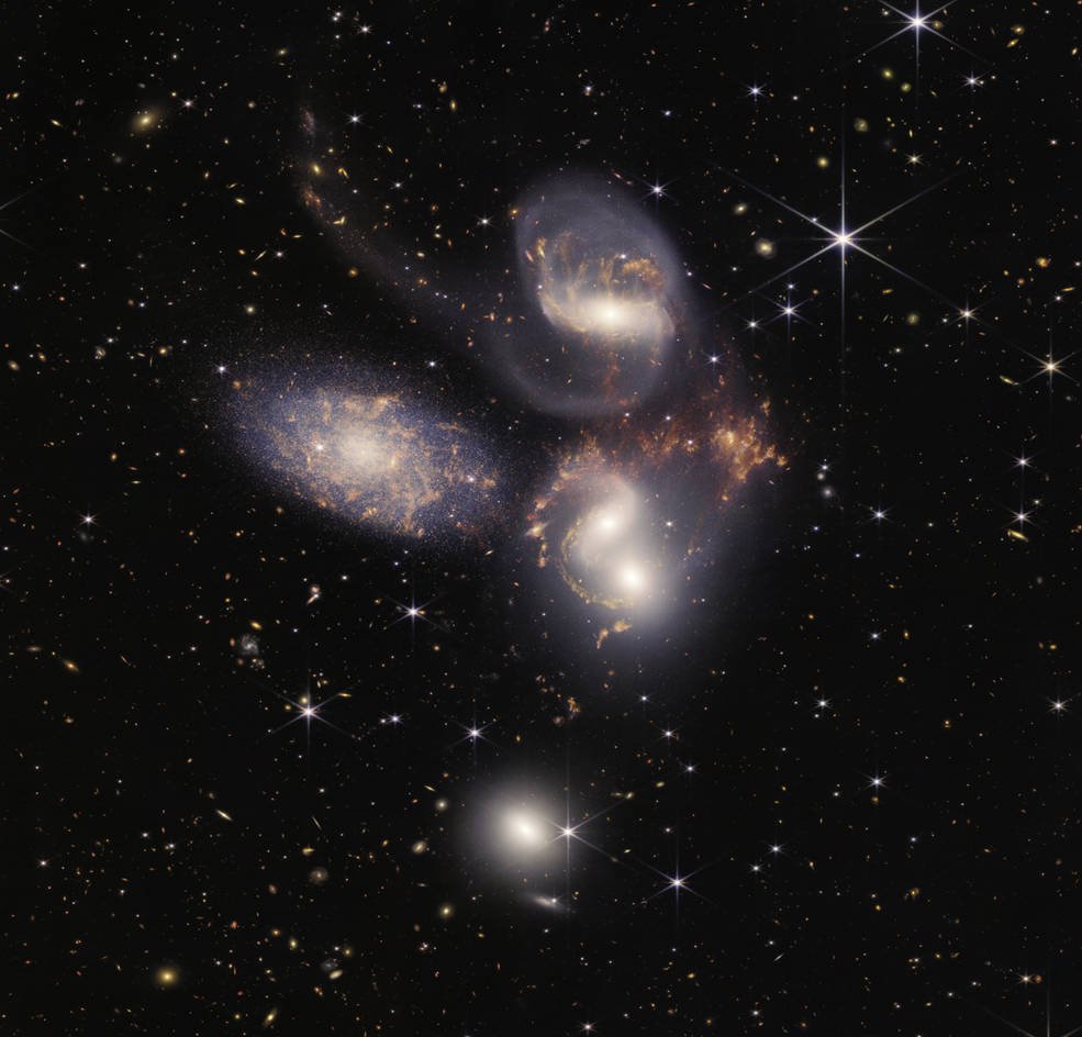 Quinteto de Stephan: uma das fotos divulgadas pelo telescópio espacial James Webb (Nasa/Reprodução)