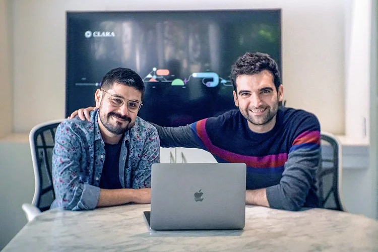 Diego García e Gerry Giacomán Colyer, cofundadores da Clara: negócio segue sem break even, mas receitas já pagam as despesas para aquisição de clientes (Divulgação/Divulgação)