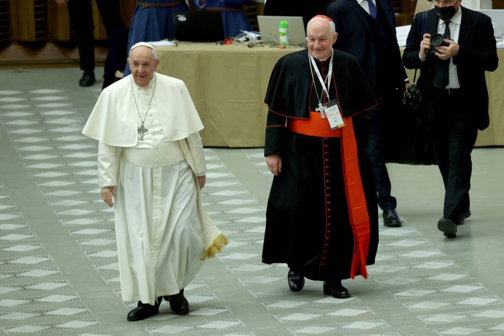 Papa Francisco e Marc Ouellet participando da abertura do Simpósio Teológico Internacional (Franco Origlia/Getty Images)
