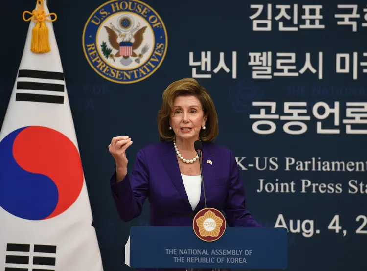 Se a visita acontecer, Pelosi seria a principal autoridade dos Estados Unidos a passar pela localidade fronteiriça de Panmunjom desde Donald Trump em 2019 (Kim Min-Hee/Getty Images)