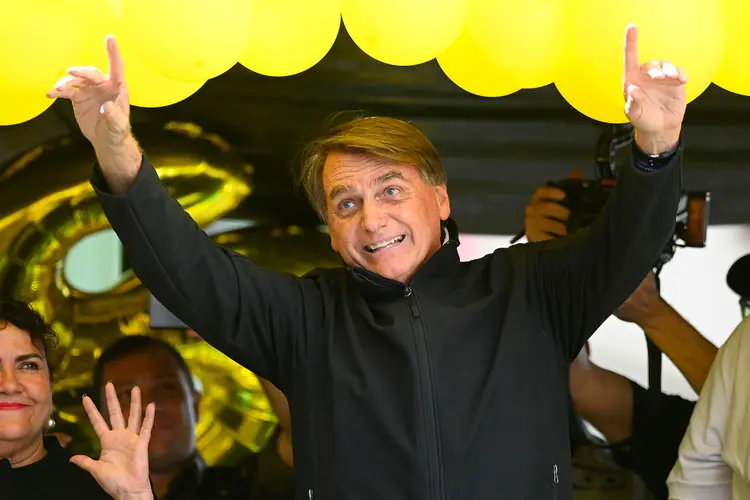 JUIZ DE FORA, BRAZIL - AUGUST 16: President of Brazil Jair Bolsonaro, who is running for re-election, delivers a speech during his first campaign rally ahead of October 2nd elections on August 16, 2022 in Juiz de Fora, Brazil. In this same town, 200km north from Rio de Janeiro, Bolsonaro was stabbed while campaigning in September 2018. (Photo by Andre Borges/Getty Images) (Andre Borges/Getty Images)